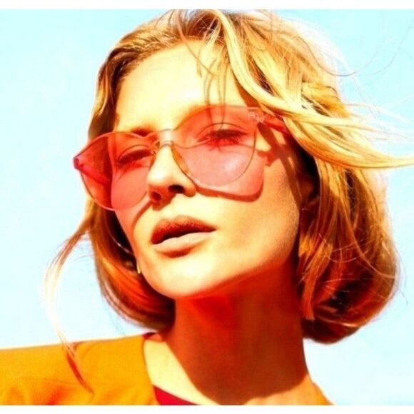 Pink  Rimless Sunglasses - Picture 1 of 3